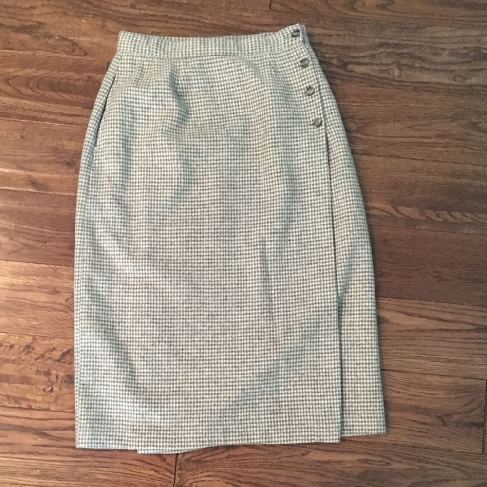 L.L. Bean Houndstooth Wrap Skirt